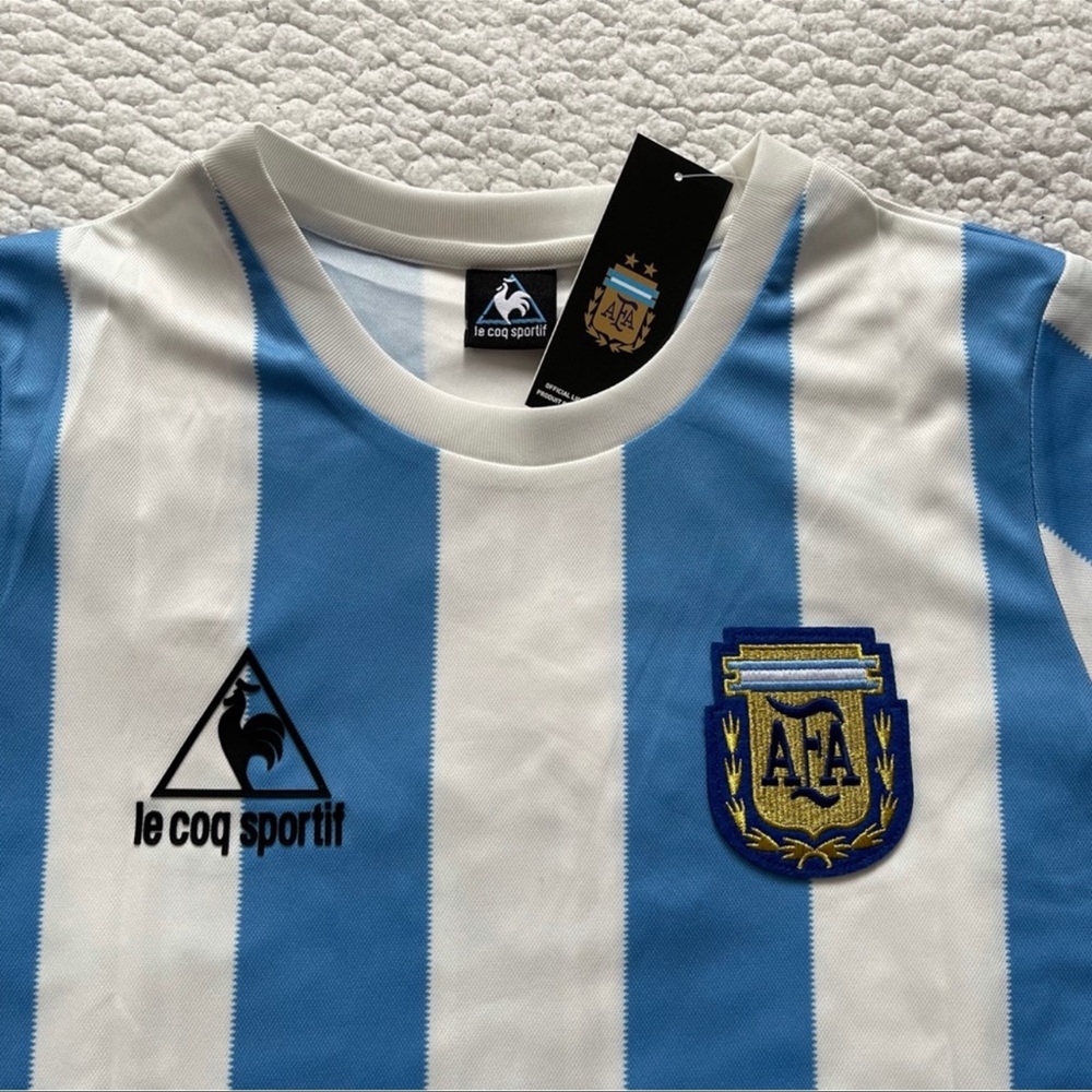 COPY - Diego Maradona Argentina Retro Vintage Home Soccer Jersey - NEW - Men - Picture 3 of 10